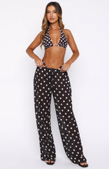 Croatian Coast Pants Choc/Cream Polka Dot