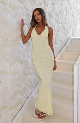 Destiny Lace Maxi Dress Lemon