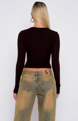 Game Over Long Sleeve Top Dark Chocolate