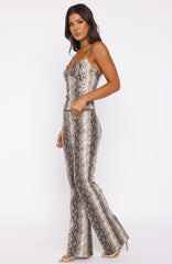 Heat Check PU Pants Tan Snake