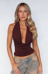 Homesick Cowl Neck Top Chocolate