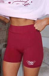 Love You Regardless Bike Shorts Burgundy