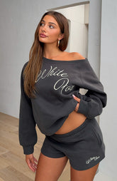 Lucky Thirteen Elsa Off Shoulder Sweater Charcoal