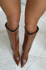 Run Away With Me Knee High Boots Vintage Brown