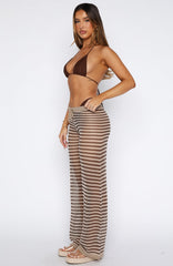 Singing Love Song Crochet Pants Chocolate Stripe