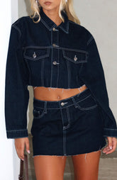 Something To Prove Denim Mini Skirt Dark Indigo