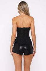 Spotlight On Me Strapless Bustier Black Glitter