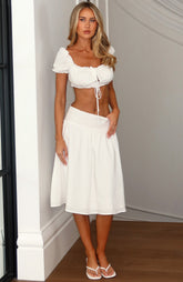 Tender Moments Midi Skirt White