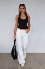 Think I Need You Low Rise Cargo Pants White