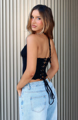 Waiting Forever Halter Bustier Black