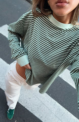 Touchdown Long Sleeve Tee Green Stripe