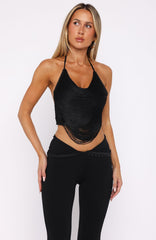 Roller Queen Fringe Halter Top Black
