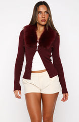 All Bundled Up Knit Cardigan Burgundy