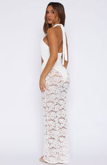 Take Time Lace Maxi Skirt White