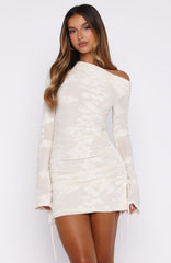 Disturbing The Peace Long Sleeve Mini Dress Cream