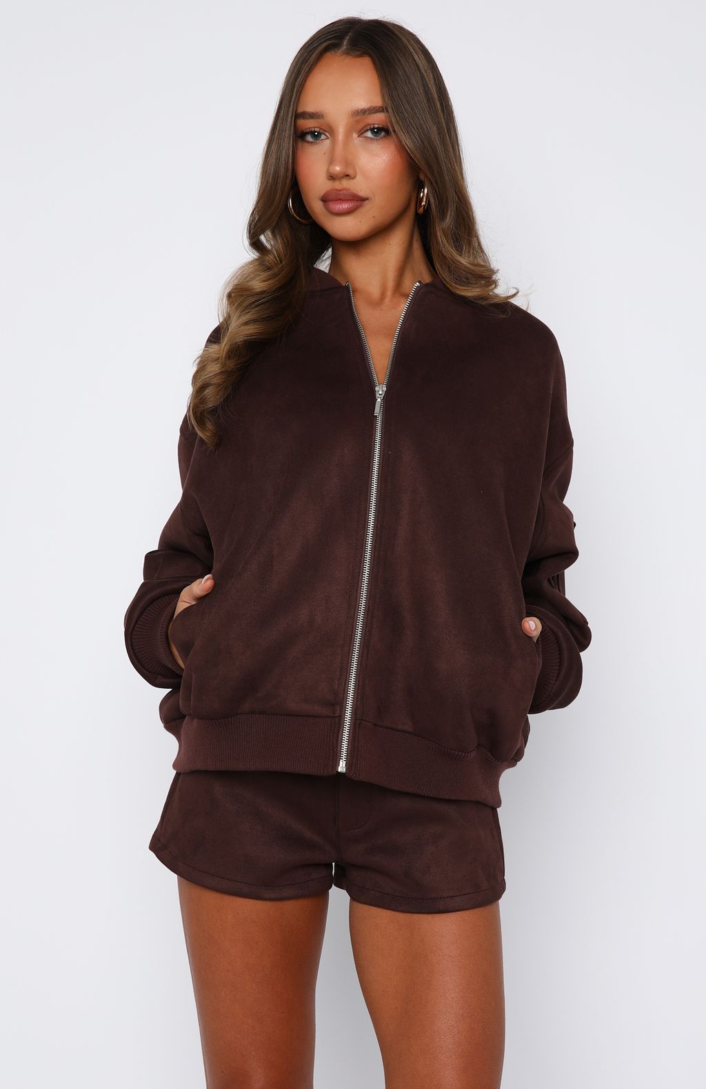 Confidence Level Suede Jacket Chocolate