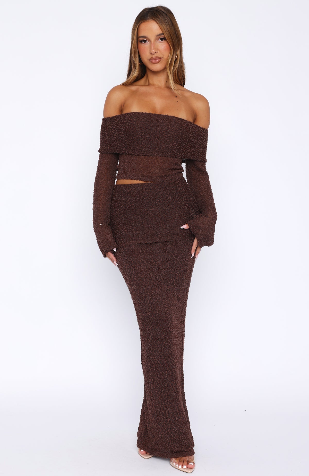 In Too Deep Knit Maxi Skirt Chocolate