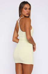 Since The Beginning Ribbed Mini Dress Lemon