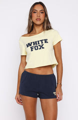 Put In Overtime Off Shoulder Relaxed Tee Lemon