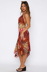 On His Mind Midi Dress Wild Ember