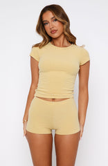 Vacant Heart Baby Tee Yellow Stripe