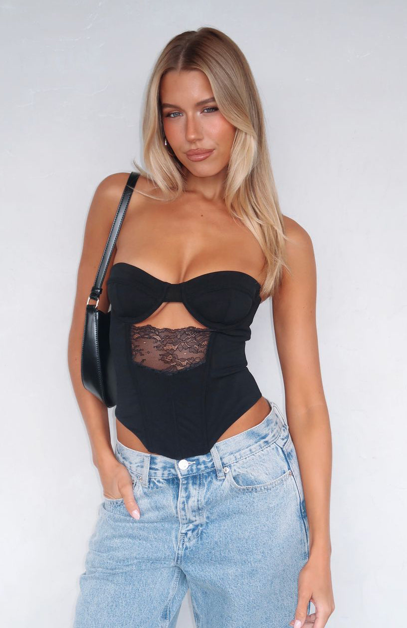 Wild Thoughts Strapless Bustier Black