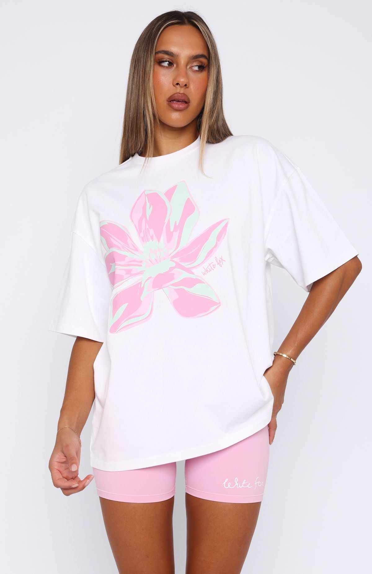 Pick You A Flower Oversized Tee White