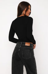 Love Addiction Long Sleeve Baby Tee Black