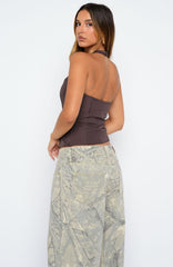 I'm Next Halter Top Chocolate