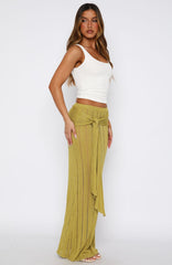 Out At Sea Knit Maxi Skirt Chartreuse