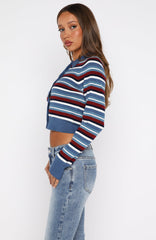 Inner Smile Stripe Knit Cardigan Skyline Borders