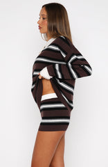 It's Ok, I'm Ok Knit Shorts Chestnut Stripe