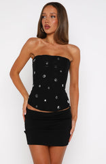 Good Fortune Strapless Bustier Black