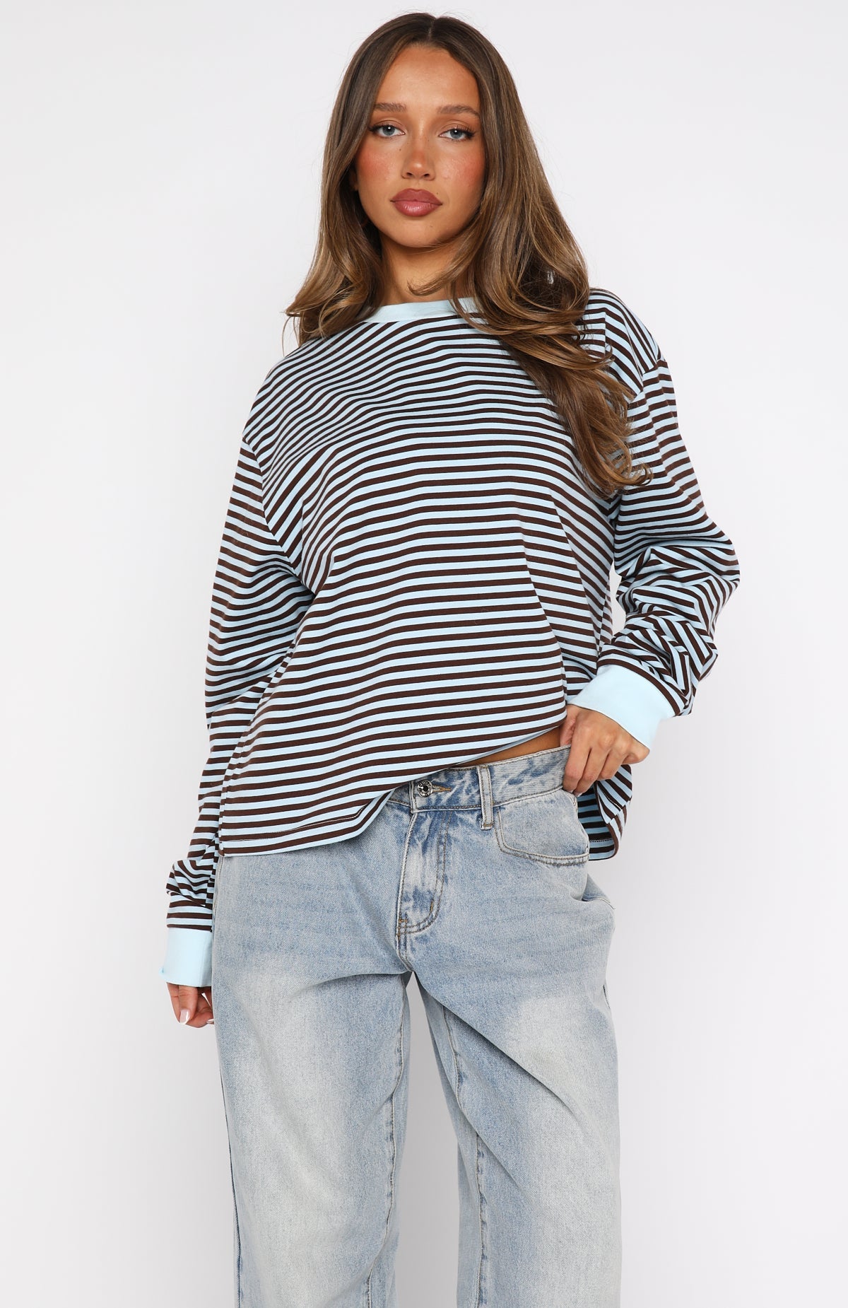 Catch The Drift Long Sleeve Tee Blue/Choc Stripe