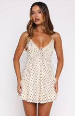 Can't Resist You Mini Dress Cream/Choc Polka Dot