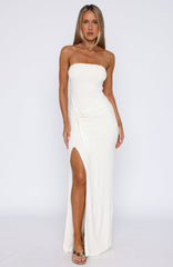 Deep In My Heart Strapless Maxi Dress White