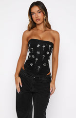 Damned Heart Embellished Bustier Black