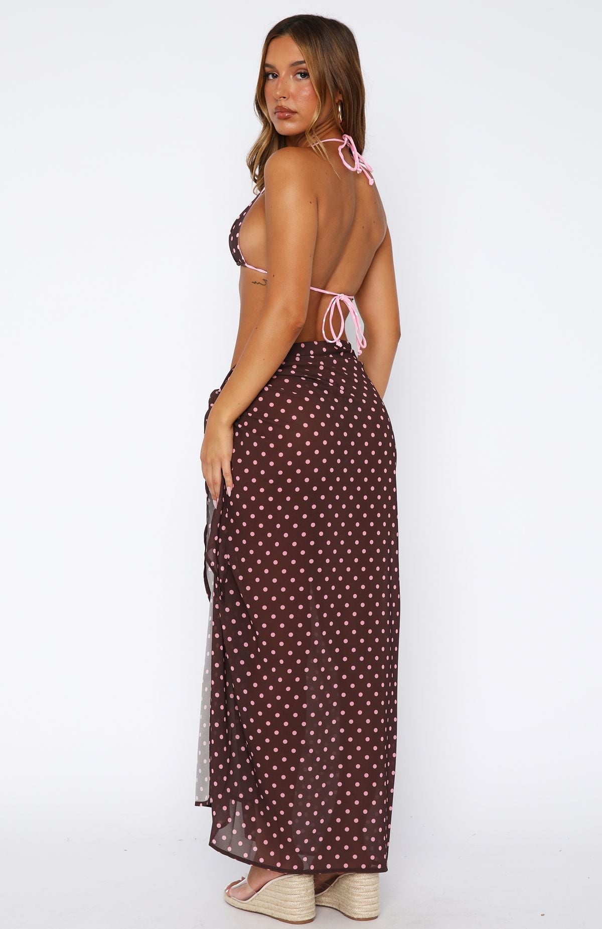 Seaforth Sarong Choc/Pink Polka Dot