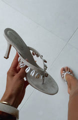 Kimberly Heels Cream Faux Suede