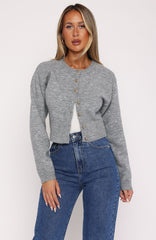 No Stoppin Me Knit Cardigan Light Grey