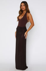Prism Embellished Maxi Skirt Chocolate