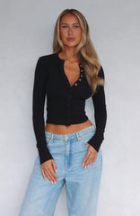 Get Your Bag Long Sleeve Top Black