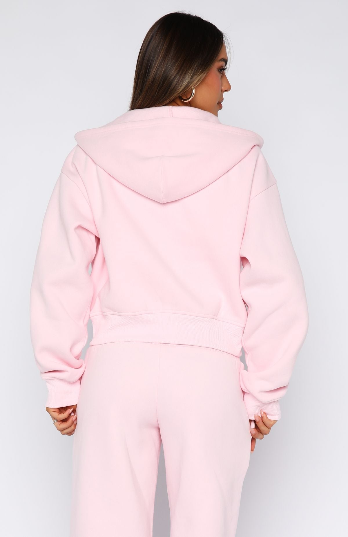 Come A Long Way Boxy Zip Front Hoodie Pink