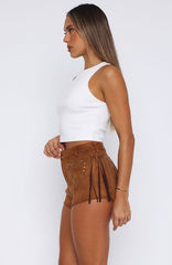 If I Had A Heart Suede Shorts Almond