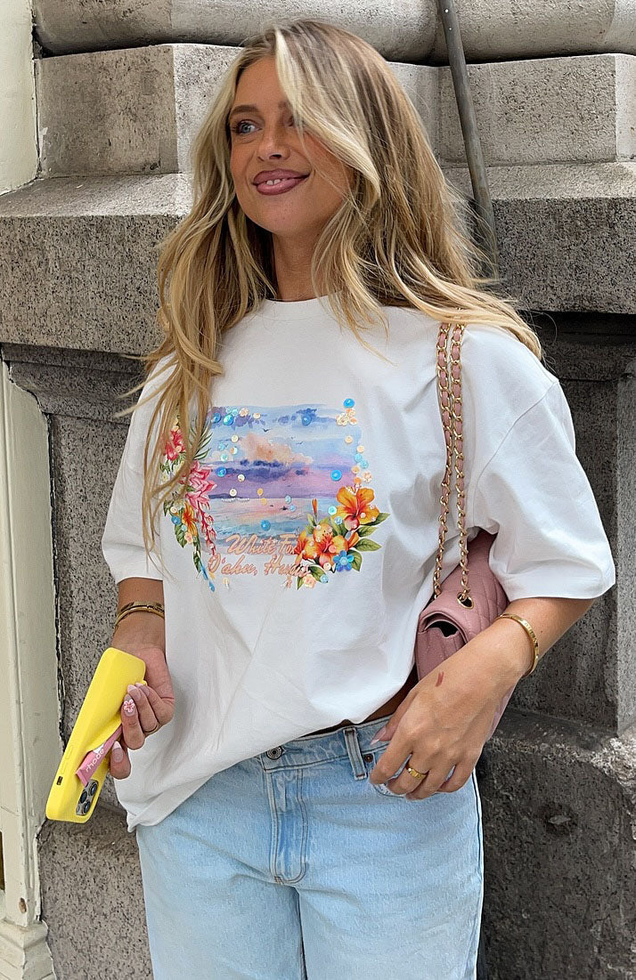 Hawaii Holiday Oversized Tee White