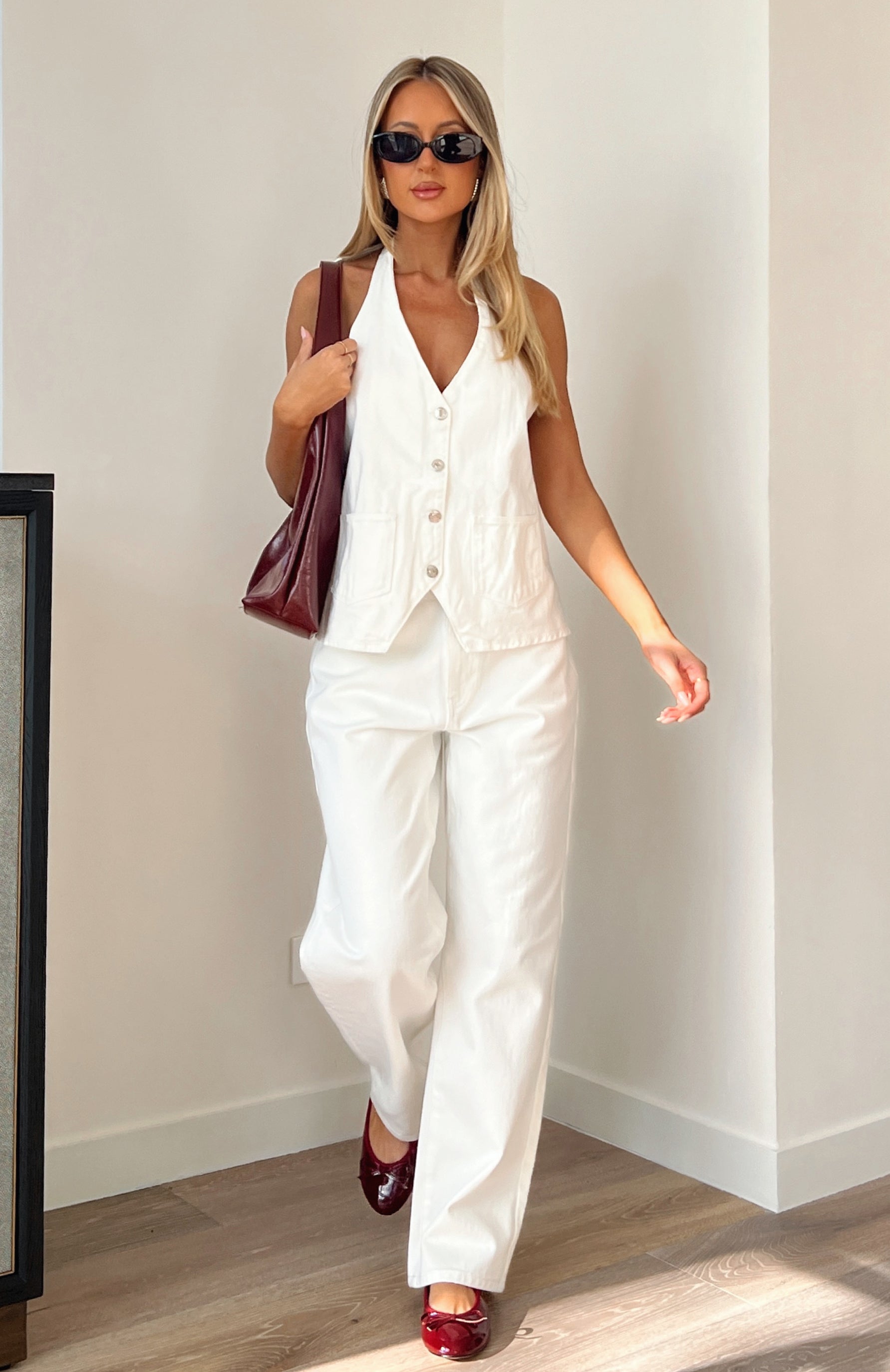 Momentum Mid Rise Straight Leg Jeans White