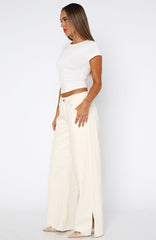 Summer Mid Rise Wide Leg Jeans Cream