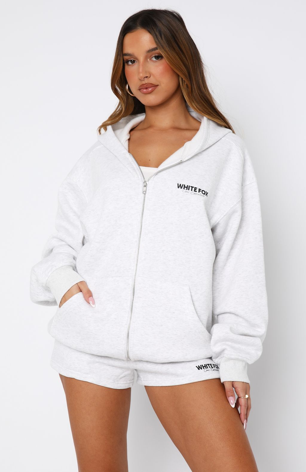 Core Essentials Zip Hoodie Grey Marle