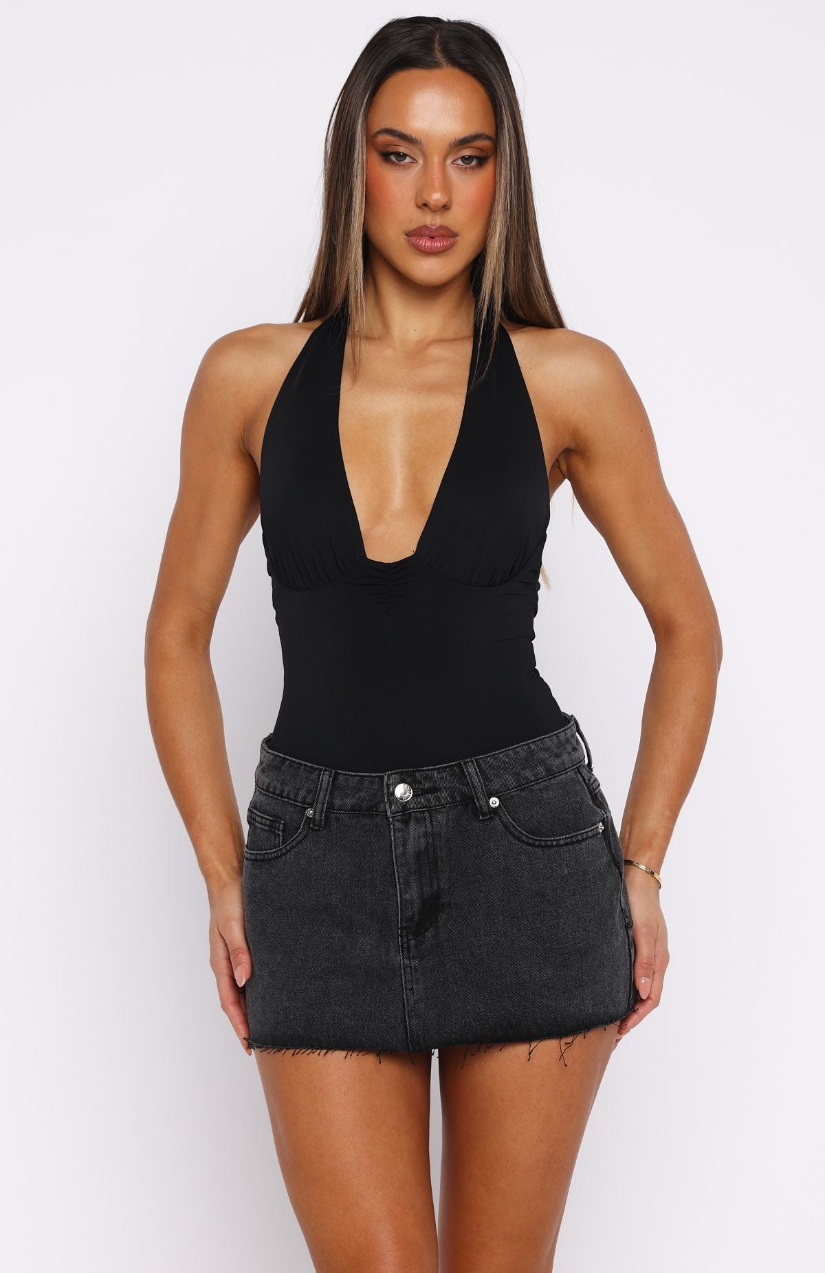 New Horizons Halter Bodysuit Black