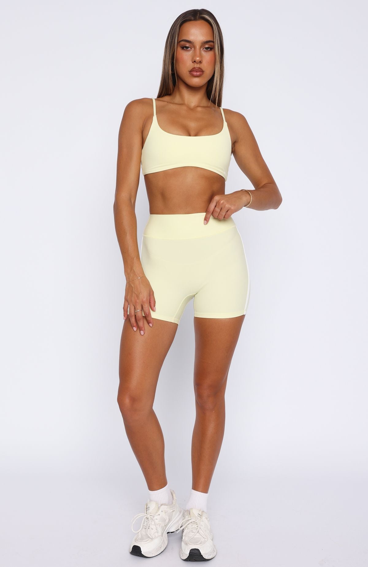 Go Faster High Waisted Shorts Lemon/White